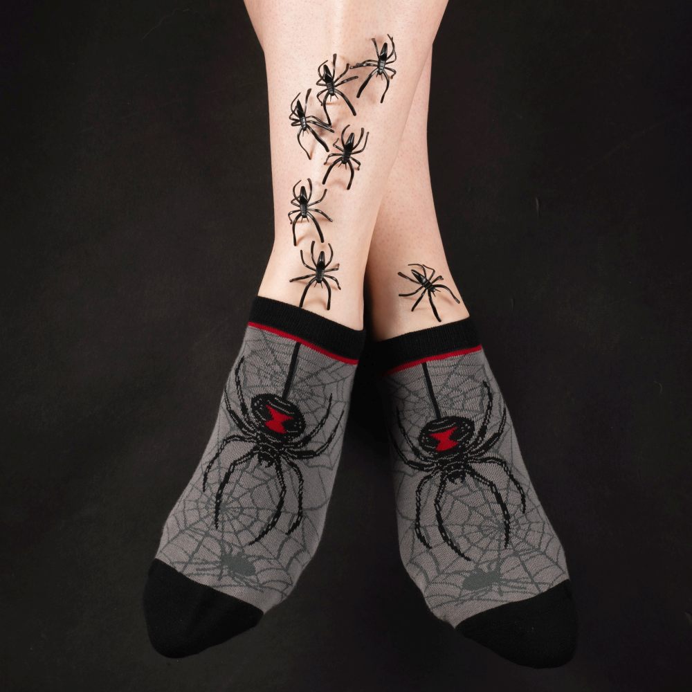 Footclothes - Black Widow Spider Ankle socks - Grey
